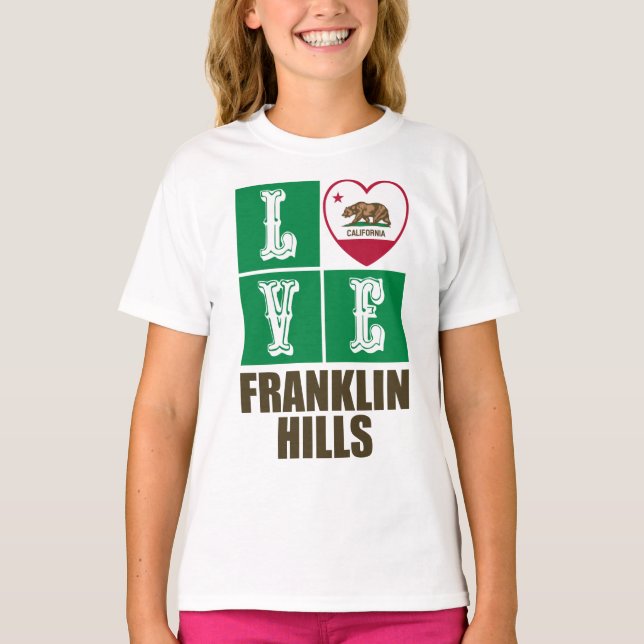 California State Flag Liebe Franklin Hills T-Shirt (Vorderseite)