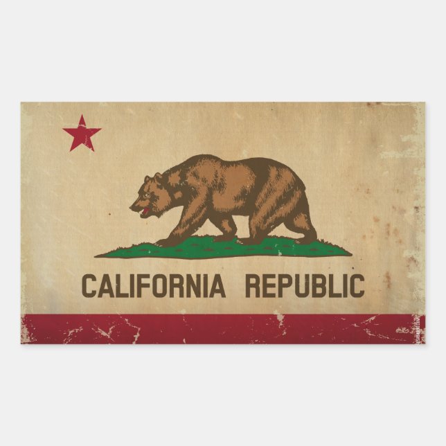 California State Flag VINTAG Rechteckiger Aufkleber (Vorderseite)