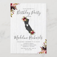 California State Rustic Birthday Party Invitation