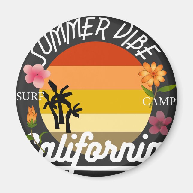 California Summer Vibe Surf Camp Magnet (Devant)