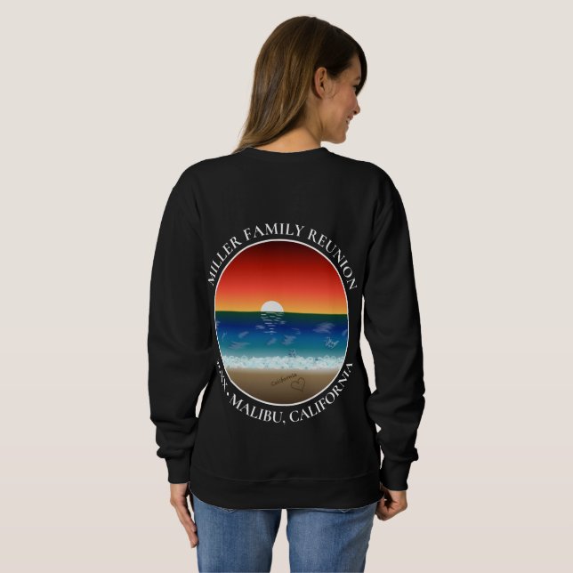 California Sunset Beach Sand Heart Family Wiederse Sweatshirt (Schwarz voll)