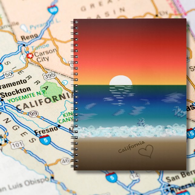 California Sunset | Beach Sand Heart Notizblock (Von Creator hochgeladen)