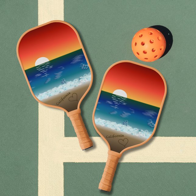 California Sunset | Beach Sand Heart Pickleball Schläger (Von Creator hochgeladen)