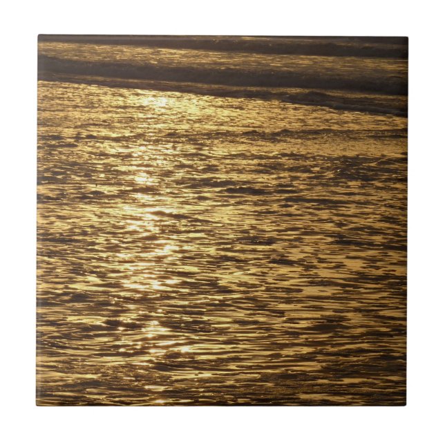 California Sunset Waves Ocean Seascape Fliese (Vorderseite)