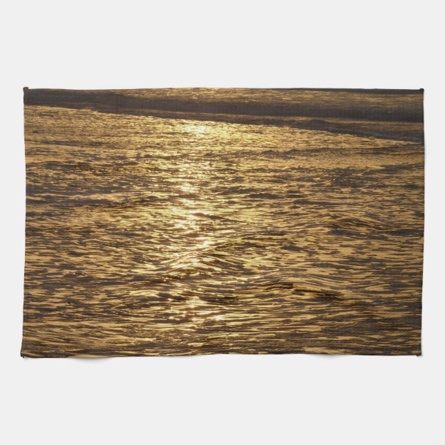California Sunset Waves Ocean Seascape Handtuch (Horizontal)