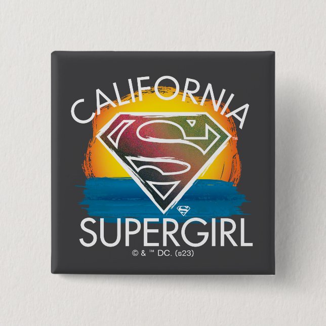 California Supergirl Sunset Graphic Button (Vorderseite)