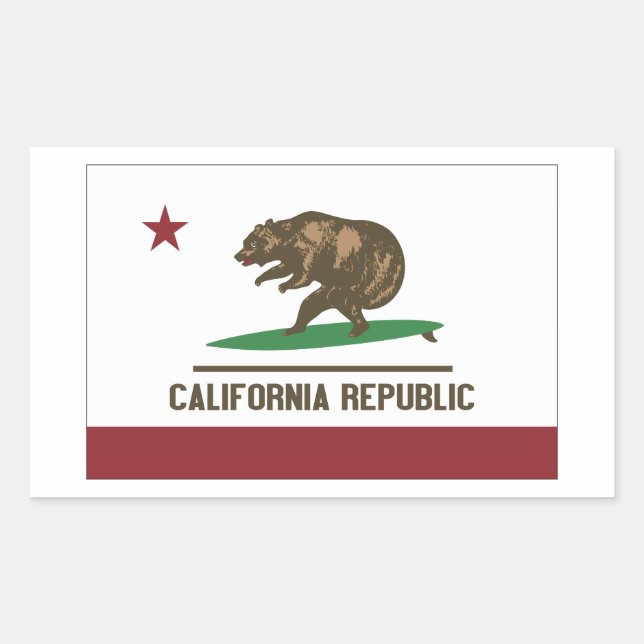 California Surfbär Rechteckiger Aufkleber (Vorderseite)