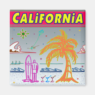 "CALIFORNIA" Surfer Beach Magnet