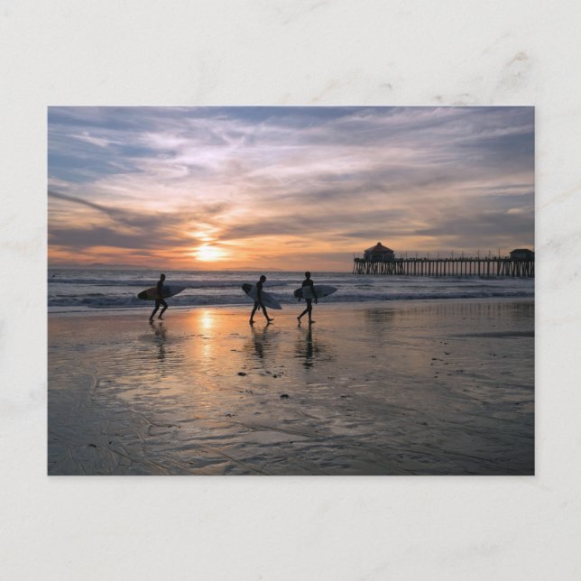 California Surfer bei Sunset Postkarte (Vorderseite)