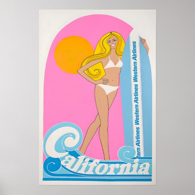 California Surfing Art Surfer Print Western Airlin Poster (Vorne)