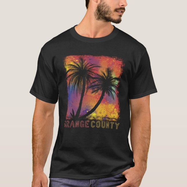 California Surfing Retro Palm tree Orange County B T-Shirt (Vorderseite)