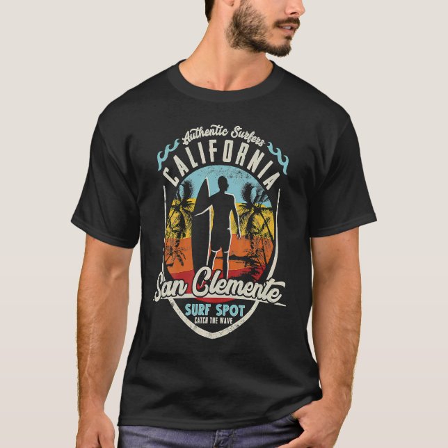 California Surfing San Clemente Wave Surfer Paradi T-Shirt (Vorderseite)