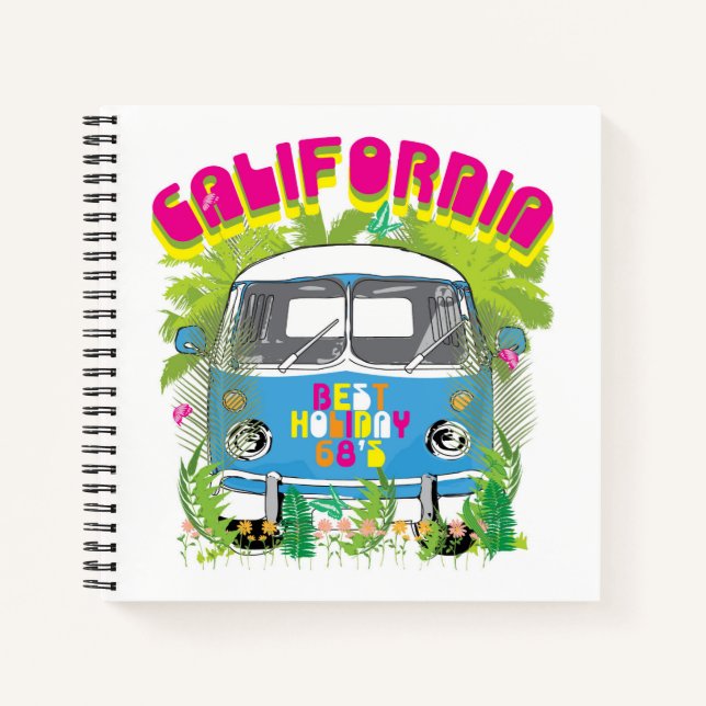California Surfing Van Notizbuch (Vorderseite)
