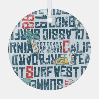 California Surfteam: Grunge Seamless Muster. Ornament Aus Glas