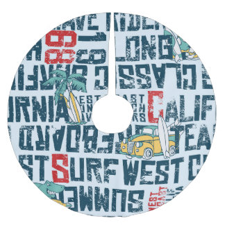 California Surfteam: Grunge Seamless Muster. Polyester Weihnachtsbaumdecke