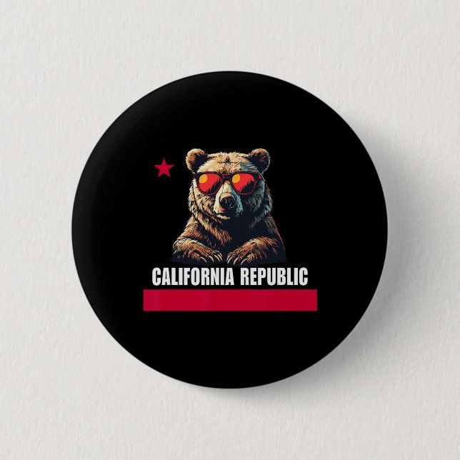 California The Golden State Bear Flag  Button (Vorderseite)
