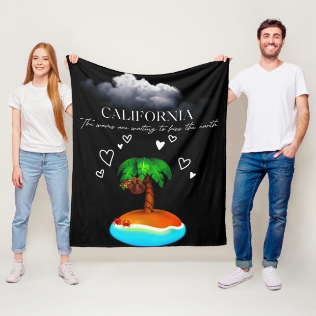 California, The Waves Are Waiting To Kiss The Eart Fleecedecke (Beispiel)