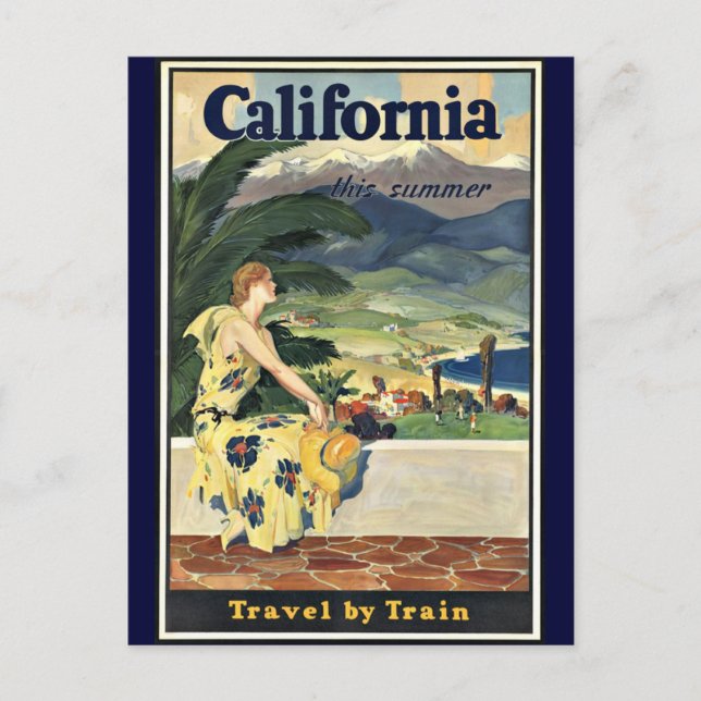 California Train Vintage Poster Postkarte (Vorderseite)