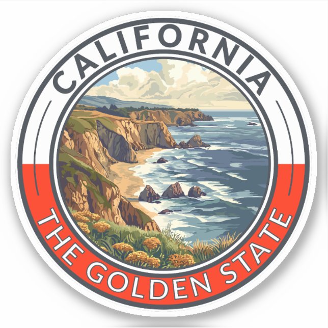 California Travel Art Abzeichen Aufkleber (Vorderseite)