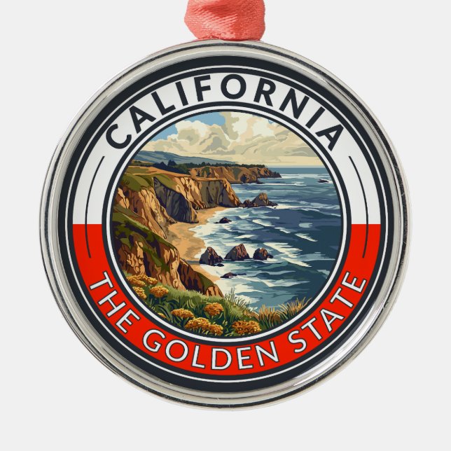 California Travel Art Abzeichen Ornament Aus Metall (Vorne)