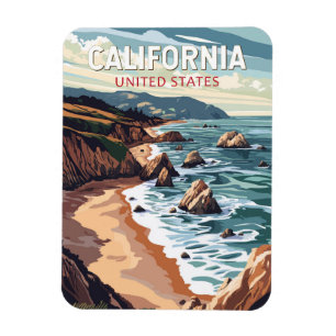 California Travel Art Vintag Magnet