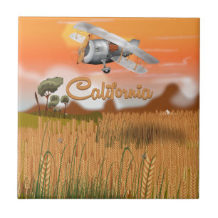 California Travel Poster Cartoon Fliese