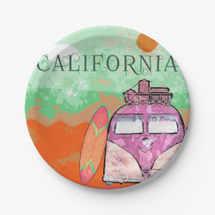 California Travel Poster Paper Plate Pappteller