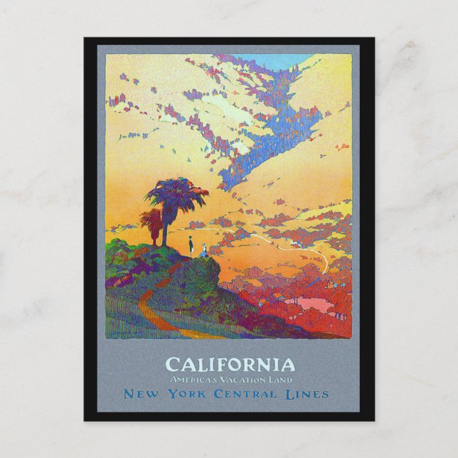 California Travel Poster Postkarte (Vorderseite)