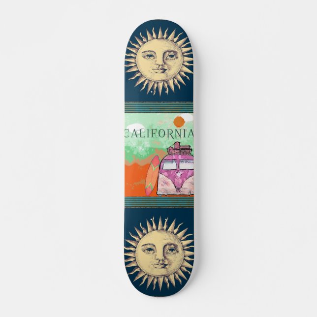 California Travel Poster Skateboard (Vorne)