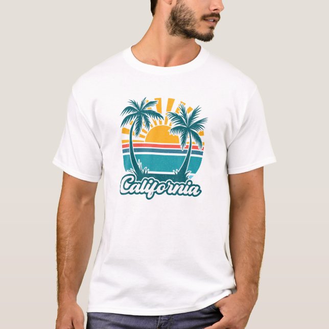 California Tropical Beach Sommer Cooler Urlaub Vac T-Shirt (Vorderseite)
