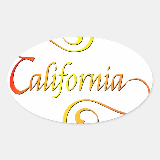 California Typografy Art Ovaler Aufkleber (Vorderseite)