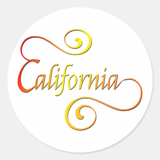 California Typografy Art Runder Aufkleber (Vorderseite)