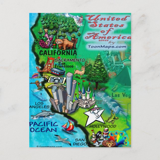 California USA Card Postkarte (Vorderseite)