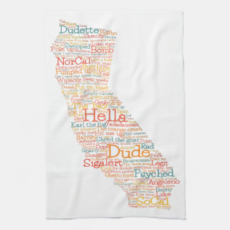 California USA Slang Word Art Map Geschirrtuch