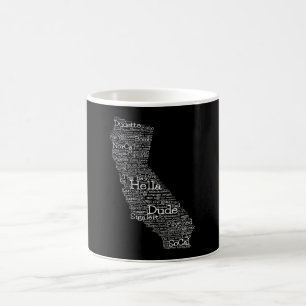 California USA Slang Word Art Map Kaffee Tasse