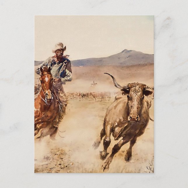 "California Vaquero" von Edward Borein Postkarte (Vorderseite)