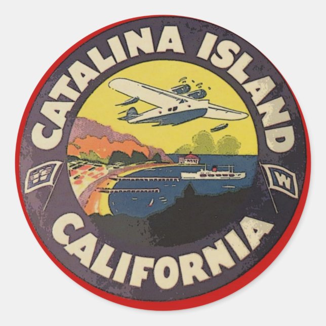 California Vintage Travel Luggage Label Runder Aufkleber (Vorderseite)