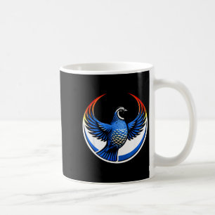 California-Wachtel-Flügel hoch Blaues Kreis-Emblem Kaffeetasse