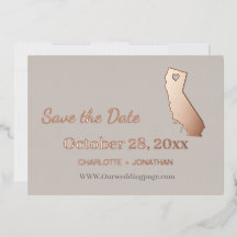 California Wedding Save the Date Rose Gold