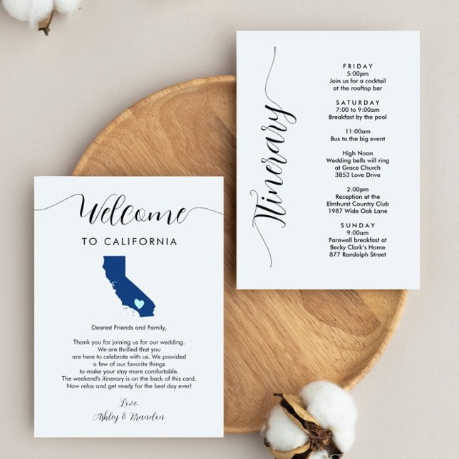 California Wedding Welcome Letter Itinerary Card (Von Creator hochgeladen)
