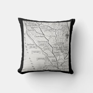 California Wine Country Map Black Pillow Kissen