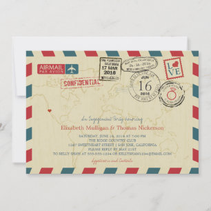 California World Traveller Airmail Engagement Part Einladung