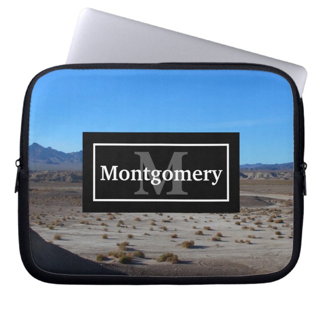 California Wüste Landschaft mit Namen und Monogram Laptopschutzhülle (Vorderseite)