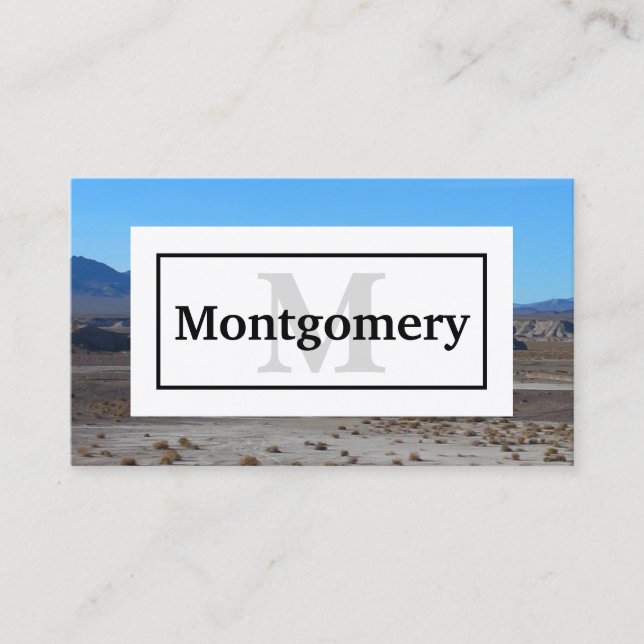 California Wüste Landschaft mit Namen und Monogram Visitenkarte (Vorderseite)