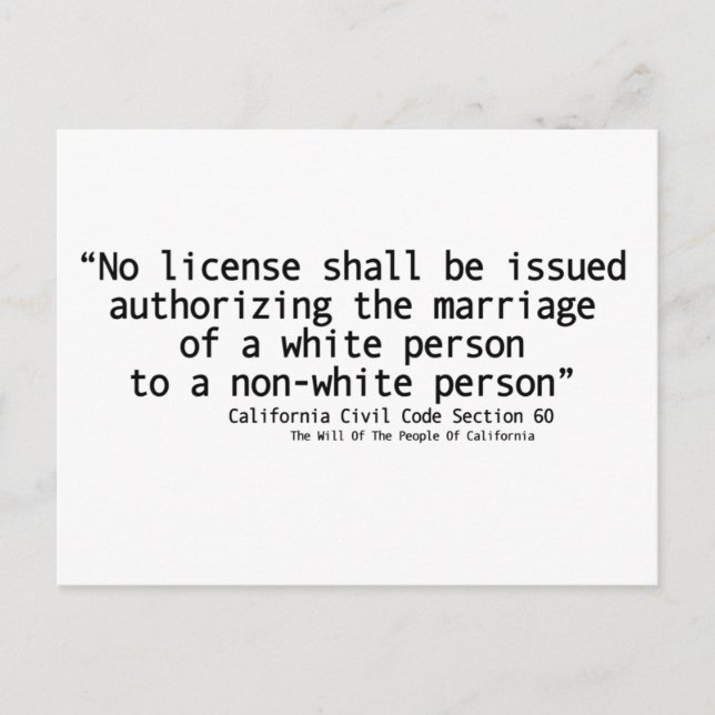 California Zivil Code Section 60 Postcard Front Postkarte (Vorderseite)