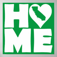 California Zuhause Heart Staat Poster Sign