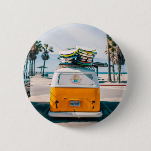 Californian Yellow Campervan Button