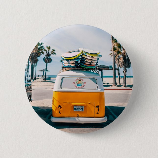 Californian Yellow Campervan Button (Vorderseite)