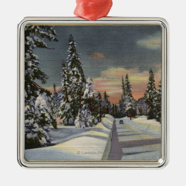 CaliforniaRim o die Weltlandstraße im Winter Ornament Aus Metall (Vorne)