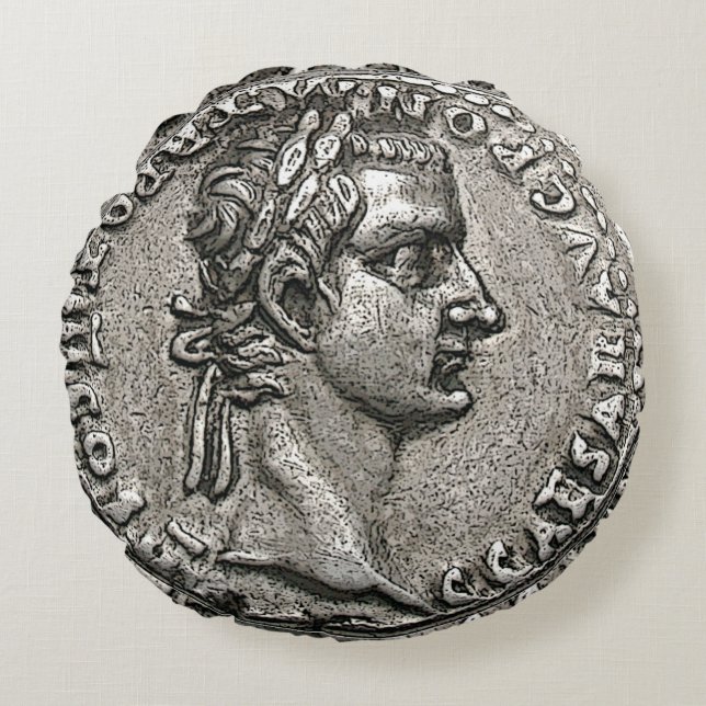 Caligula Roman Kaiser 🏛️ Gaius Caesar Alte Münze Rundes Kissen (Vorderseite)
